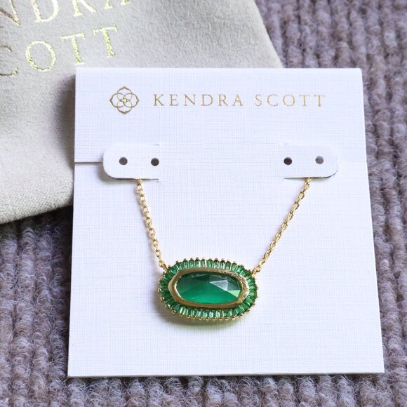 Kendra Scott Baguette Elisa Green Mix Pendant Necklace in Gold - Picture 1 of 2